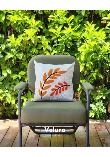 Dekoratif Kırlent & Pinterest Kırlent & Keten Kumaş - Nakış İşleme & A3 Kırmızı - Turuncu