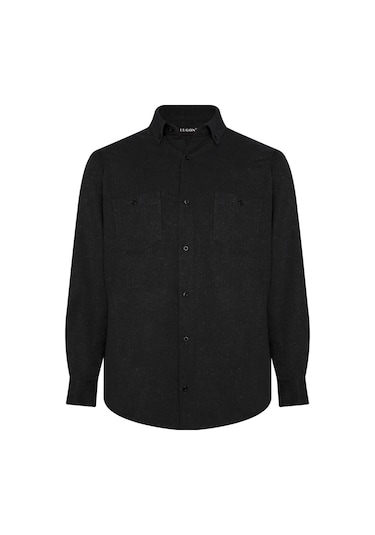 Lugon Klasik Kışlık Pamuk Kaşmir Görünümlü Erkek Gömlek Füme