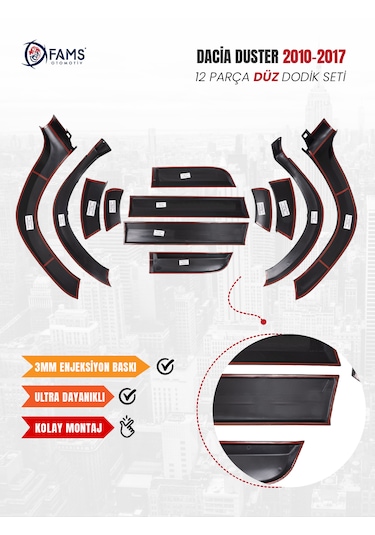 Dacia Duster Uyumlu 2010-2017 Dodik Seti 12 Parça Düz Baskısız