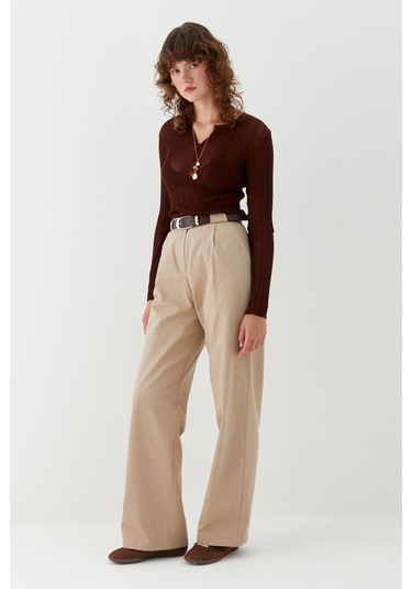 Kemerli Palazzo Pantolon Taş Taş