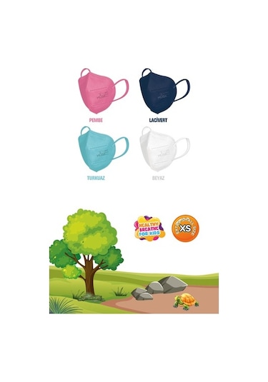 Musk Ffp2 Çocuk Maske Lacivert Renk Xs 10 Adet