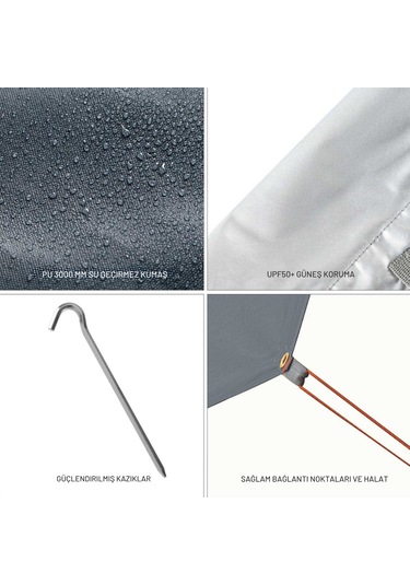 Kingcamp Rimini M Tarp-gölgelik Upf50+ I 300x300 Cm Grey Gri