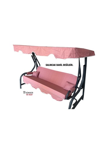 3 Kişilik Salıncak Minder Seti Süngerli Kılıfı Gül Kurusu Bahçe (547462436)