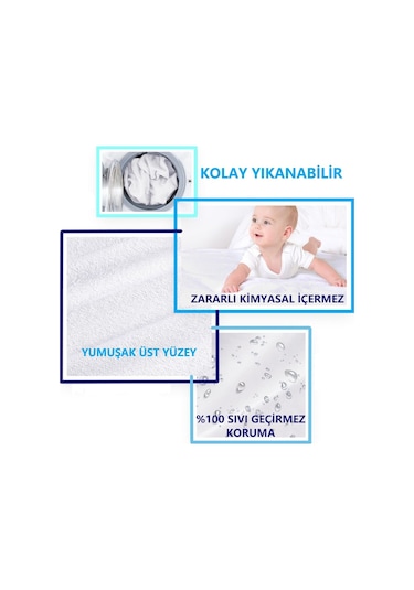 Dört Mevsim Lastikli Sıvı Geçirmez Yatak Koruyucu Alez Çift Kişi Beyaz