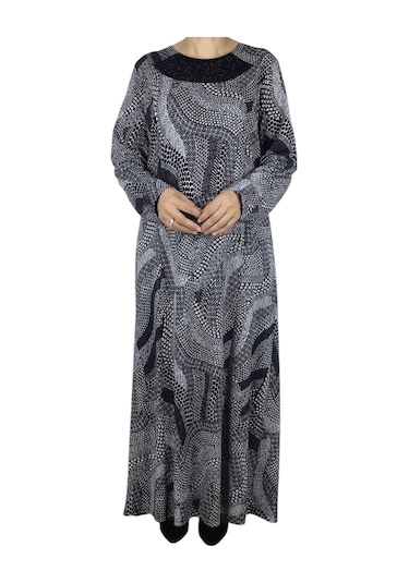 Anne Desenli Kulplu Elbise Lacivert