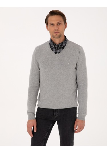 Pierre Cardin Erkek Açık Gri Melanj Kazak /triko 50314190-vr091 Açık Gri Melanj