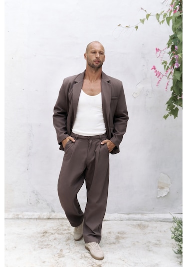 Mai Collection Ayyubay Kahve Pileli Erkek Pantolon Kahverengi