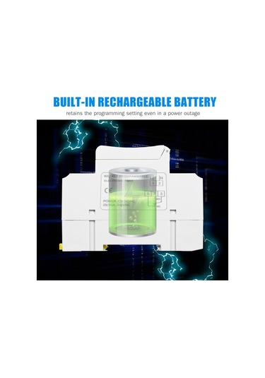 Konesam 16a Programlanabilir Mikroişlemci Zaman Kontrolörü, Dijital Ekranlı Zamanlayıcı, 12v, 16 Açma-kapama Ayarı, Pil Yedekli Beyaz