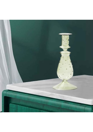 Suntek Cam Mumluk Standı Şamdan Dekor Yemek Noel 9x20.5cm Yeşil