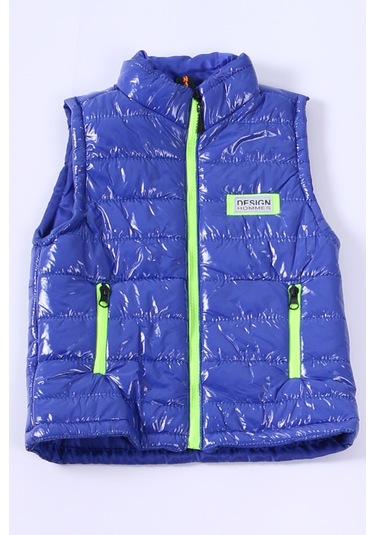 Erkek Çocuk Şişme Yelek Düz Renk Fermuar Cepli E16 Hcm00324 Mavi