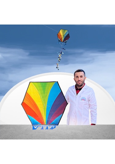 Kumaş Çerçeveli Altıgen Uçurtma - Rengarenk