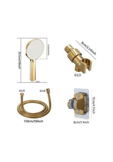 Fastbuy Challenger 3 59 Inç Modül Duş Başlığı Paslanmaz Çelik Seti, Su Basıncını Artırır, Düşük Su İçin Güçlü Akış