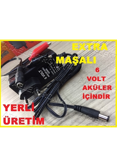6 Volt Kuru Akü Pil Batarya Şarz Şarj Cihazı Adaptörü Kesici