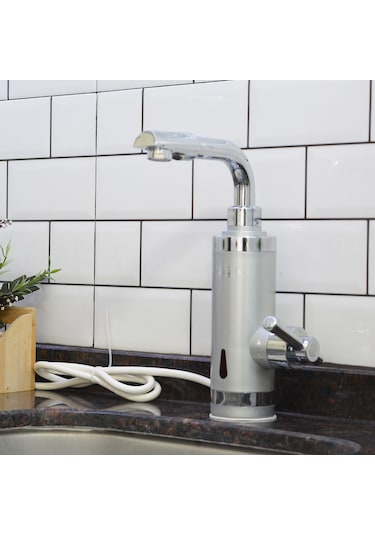 Elektrikli Sıcak Musluk Ani Su Isıtıcı Termal Şofben Musluk Asg5s GÜMÜŞ