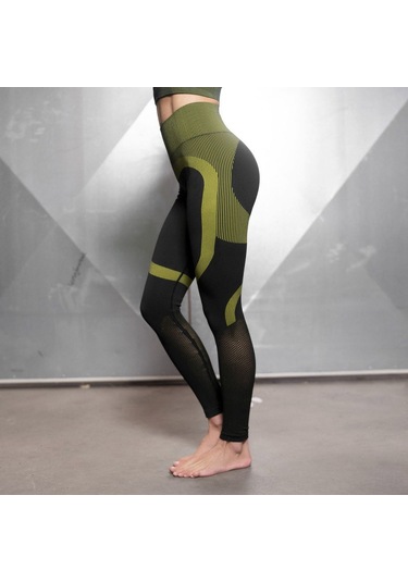 Wezone Kadınlar İçin Yüksek Bel Nefes Alabilen Baskılı Yoga Taytı, Koşu Ve Spor Giyim Yeşil