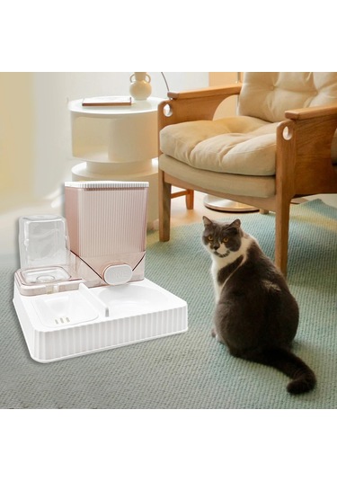 Suntek Otomatik Kedi Tiryakisi Besleyici Pet İçme Kasesiz-beyaz