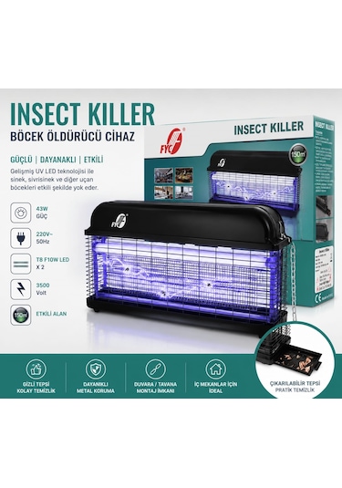 Elektrikli Sinek Öldürücü 43 Wt 65 28 Cm Siyah Sineklik