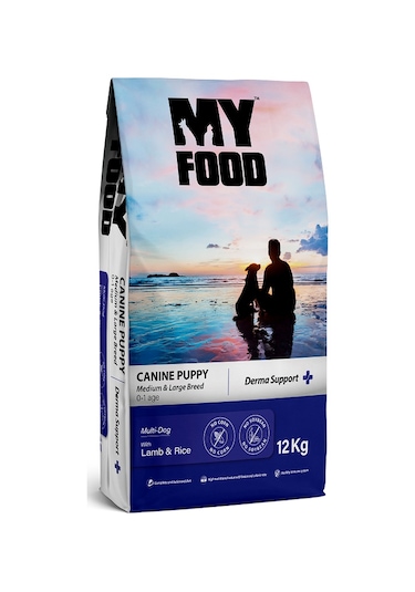 My Food Kuzulu ve Pirinçli Büyük - Orta Irk Yavru Köpek Maması 12 KG