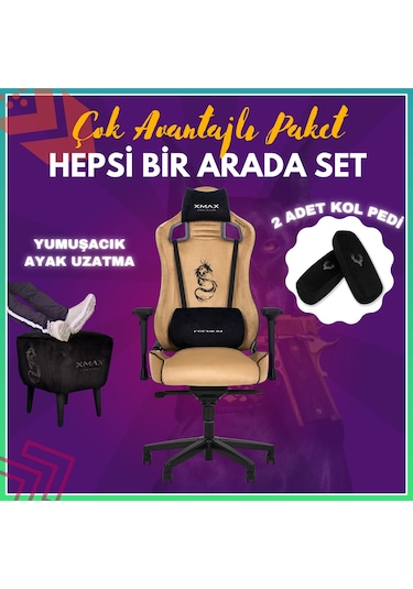 Pro Ayak Uzatmalı Kol Pedli Maximus Hardal Oyuncu Koltuğu -4 Hardal