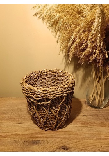 Hasır Kalın Örgü Dekoratif Tasarım Saksı