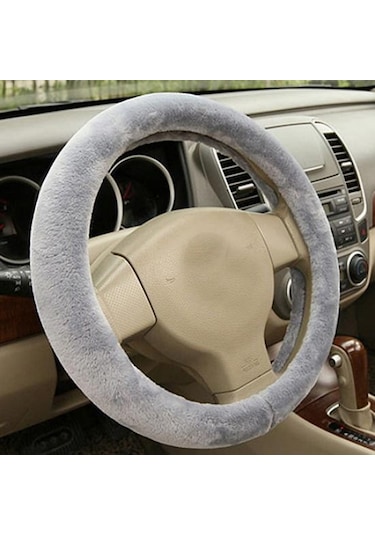 Jms Evrensel Kamyon Araba Yumuşak Peluş Direksiyon Kapağı Koruma Koruyucu Direksiyon Kılıfı Sarı
