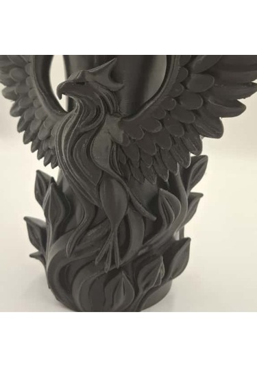 Anka Kuşu 3d Beyaz Vazo Siyah