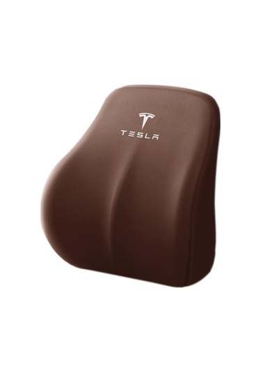 Tesla Ergonomik Araba Ve Ofis Koltuk Bel Yastığı Araç Arka Yastık - Kahverengi