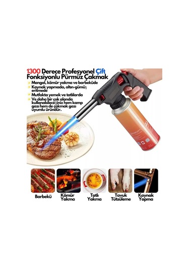 1300 Derece Orijinal Pürmüz Çakmak St-818 Kamp Gazı Ve Çakmak Gazı Uyumlu Siyah