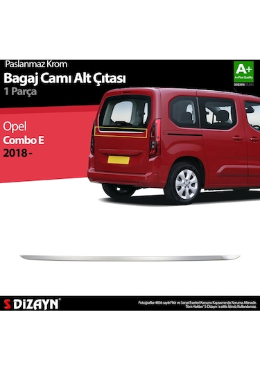 S-Dizayn  Opel Combo E Krom Bagaj Camı Alt Çıtası 2018 ve Üzeri