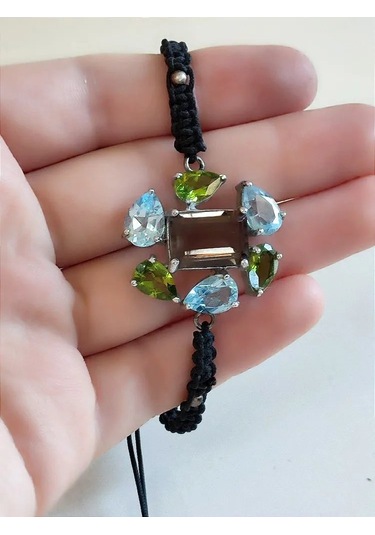 Çeşitli Doğal Taş Gümüş Bileklik 298 Gümüş