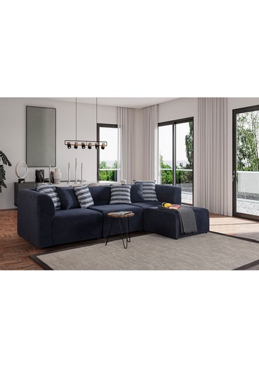 Beta Lacivert Piyonlu Köşe Koltuk Takımı Lacivert