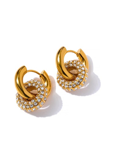 Eetit Narin Parlak Kübik Zirkonya Yuvarlak Paslanmaz Çelik 18 K Altın Rengi Huggie Hoop Küpe Yüksek Kalite Charm Takı Hediye Çok Renkli