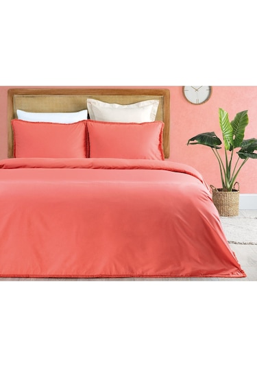 Madame Coco Sona Tek Kişilik Püsküllü Nevresim Takımı Mercan