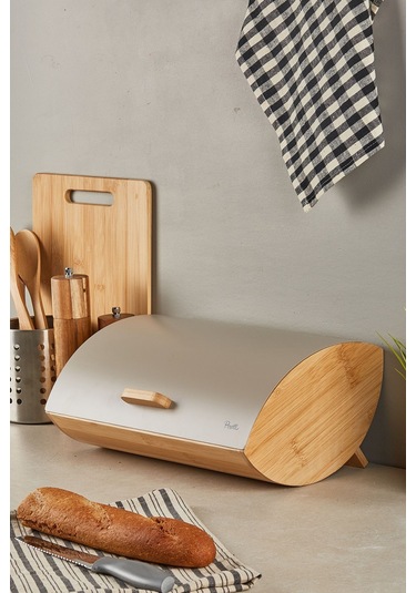 Dino Bambu Ekmek Dolabı Gri