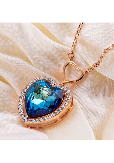 Monemel Kristal Taşlı Kalp Kolye - Gold Altın Kaplama N0197 Gümüş