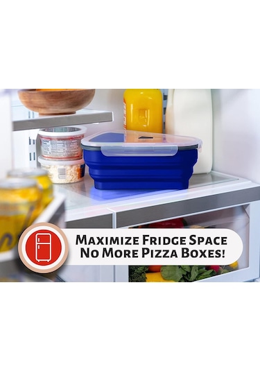 Vkemall Mutfak Grade Silikon Pizza Saklama Kutusu - 5 Fırın Uygun Bölmeli, Yeniden Kullanılabilir, Mikrodalga Ve Bulaşık Makinesi Güvenli Mavi Triangular Mavi