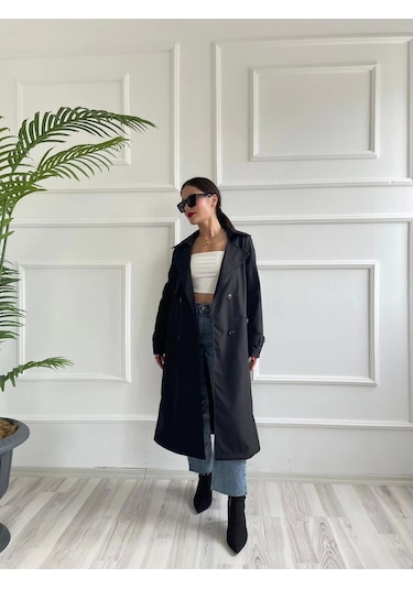 Keymoda Kadın Trençkot Siyah Siyah
