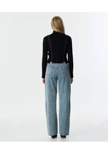 Twist Agraf Kapama Siyah Kadın Kazak Tw6250050159 Siyah