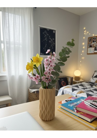 Elana Design Winy Vazo - Modern Tasarımlı Şık Çiçek Vazosu Bej