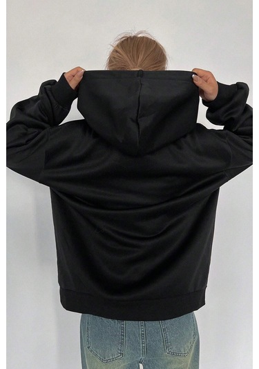 Brooklyn Baskılı Bisiklet Yaka Sweatshirt Antrasit