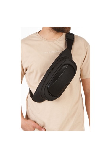 Siyah Günlük Çapraz Bel Ve Omuz Çantası Pos Makinası Uyumlu Çapraz Çanta Siyah