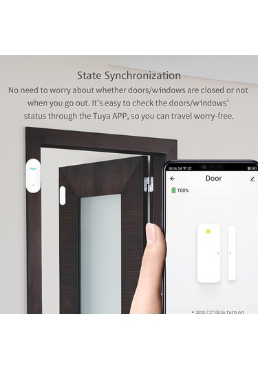 Moly Tuya Akıllı Wifi Pencere/kapı Alarm Sensörü, Ses Kontrolü, Uzaktan Kontrol, Rastgele Renk, 2,2-3,8mm Pim, 220x120x50mm