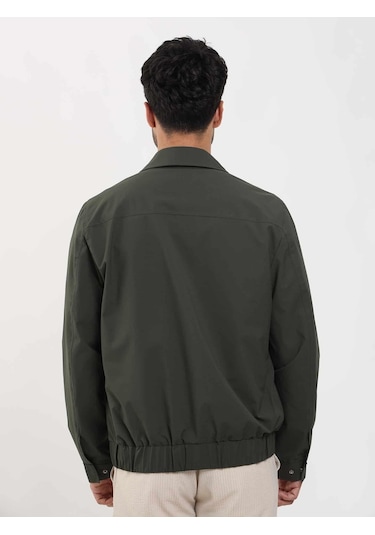 Dufy Haki Erkek Regular Fit Düz Klasik Yaka Bomber Mont - 104389-Haki