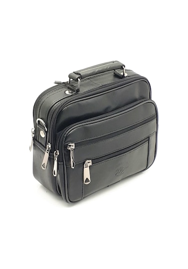 NEWİSH POLO HAKİKİ DERİ POSTACI KASALI EL OMUZ ÇANTASI YAN BÜYÜK Siyah