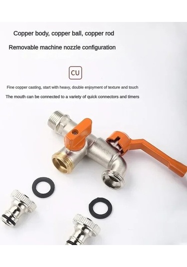 Bosphorusboutique02 Çift Su Musluk Adaptörü 1/2 1, Duvara Monte Pirinç Musluk, Bahçe Ve Ev Kullanımı 1