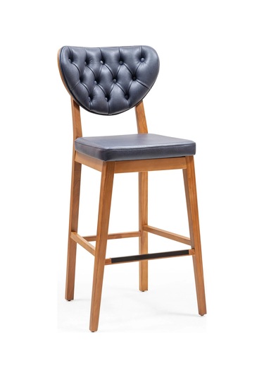 Olivya Ahşap Bar Sandalyesi Mavi
