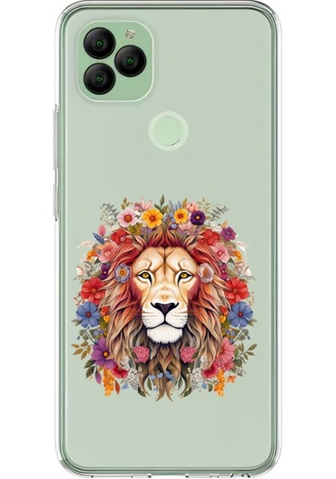 General Mobile Gm22 Uyumlu Çiçekli Aslan Desenli Silikon Kılıf