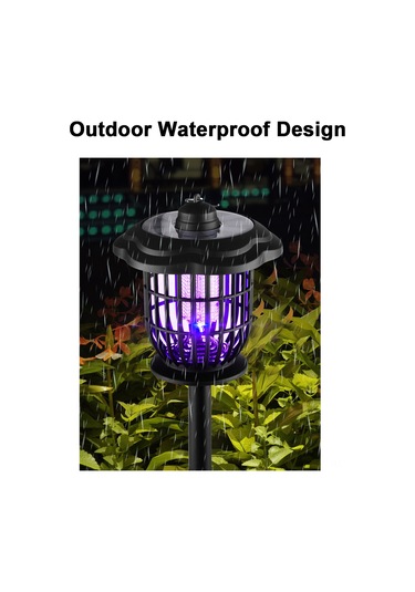 Qingmipy Güneş Enerjili Hareket Sensörlü Sinek Öldürücü Bahçe Aydınlatma Lambası, Su Geçirmez Siyah