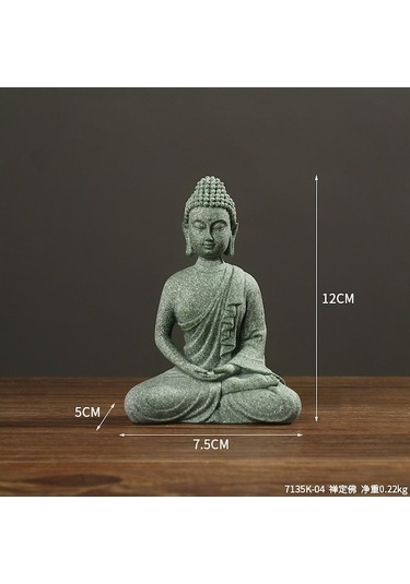 Yeşil Kumtaşı Zen Buda Heykeli - Dekoratif Çay Arkadaşı & Ev Süsleme