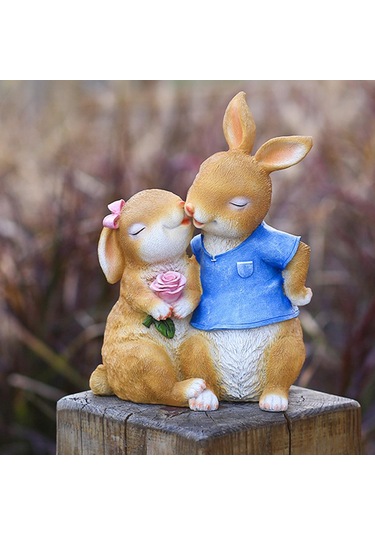 Suntek Karikatür Bahçe Çift Tavşan Heykelleri Masa Üstü